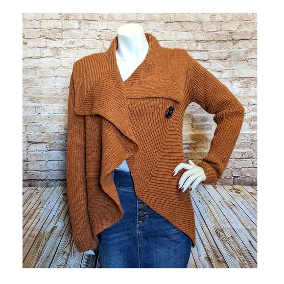 Elisabetta Collection Asymmetric Cardigan Sweater Wms Sz M Italy Wool Blend - Picture 5 of 11